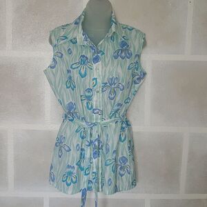 Vintage Kmart Floral Button Down Sleeveless Top